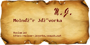 Molnár Jávorka névjegykártya